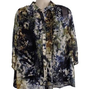 CJ Banks 3/4 Sleeve Button Up Blouse with Tank 1X